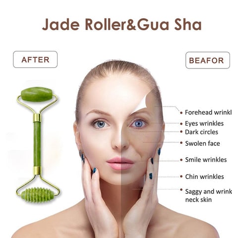 Real Stone Jade Roller and Gua Sha
